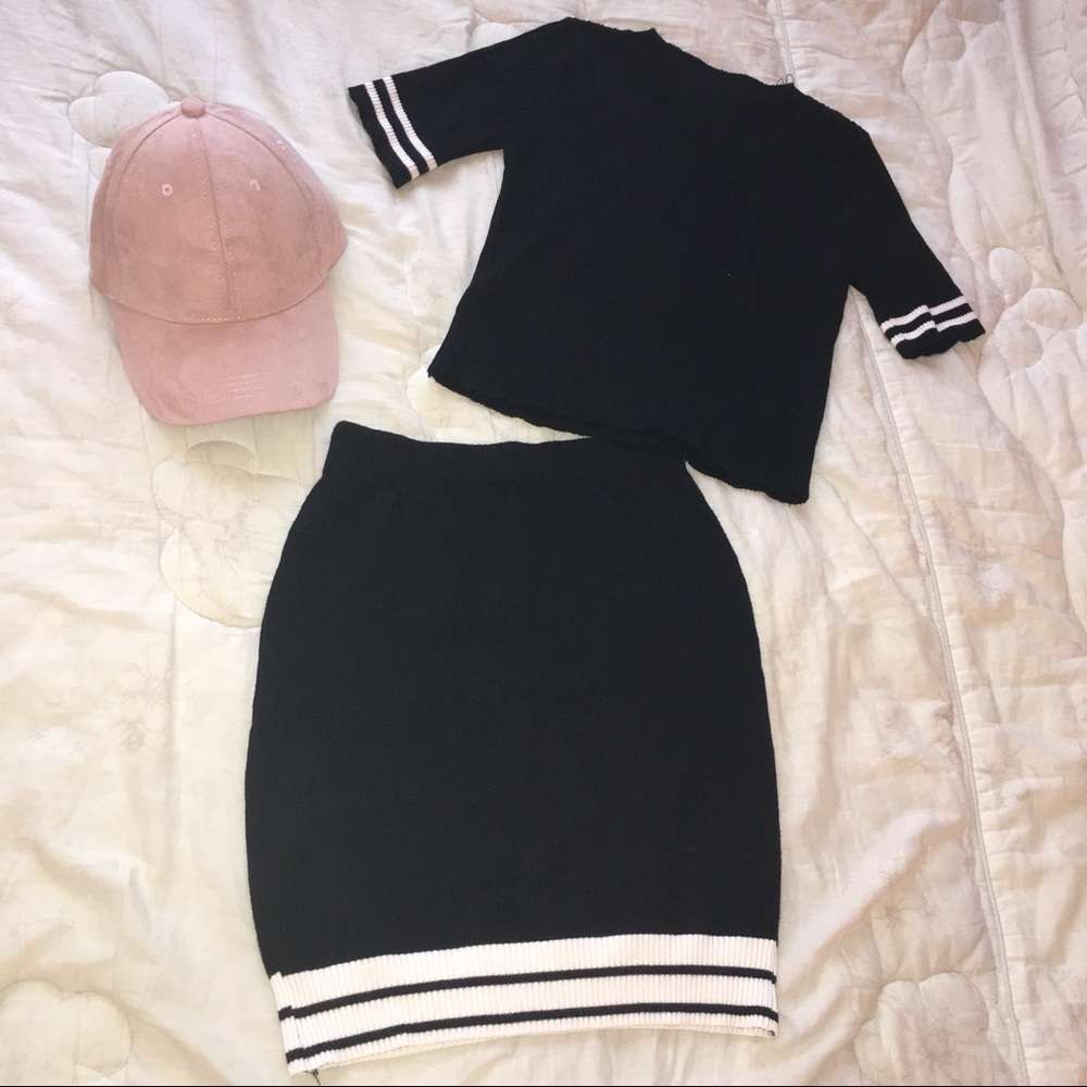 Black Tshirt and skirt set