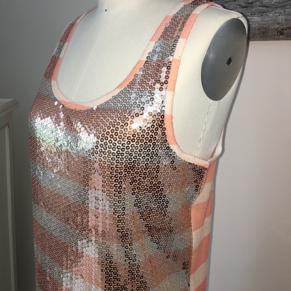 Anthropologie Beachy Glam Peach Sequin Tank Dress - Picture 7 of 8