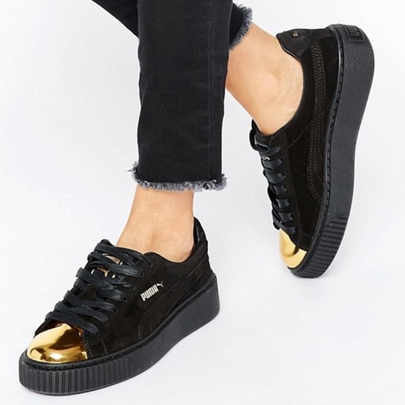 puma suede platform gold