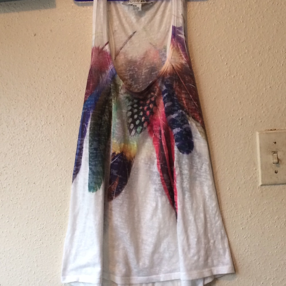 Forever 21 White Feather Tank - Picture 2 of 6
