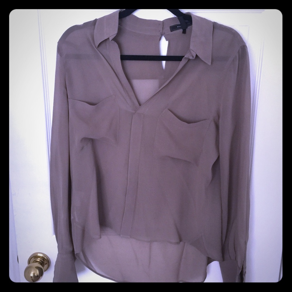 Bcbgmaxazria chic, silk beige top