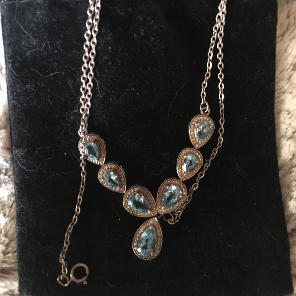 Sterling Silver Necklace with Blue Aquamarine 💎
