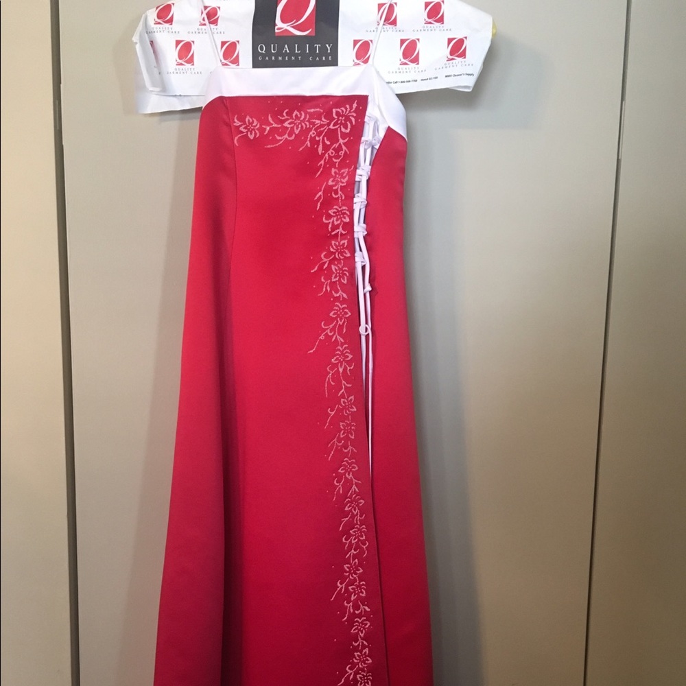 Long red gown