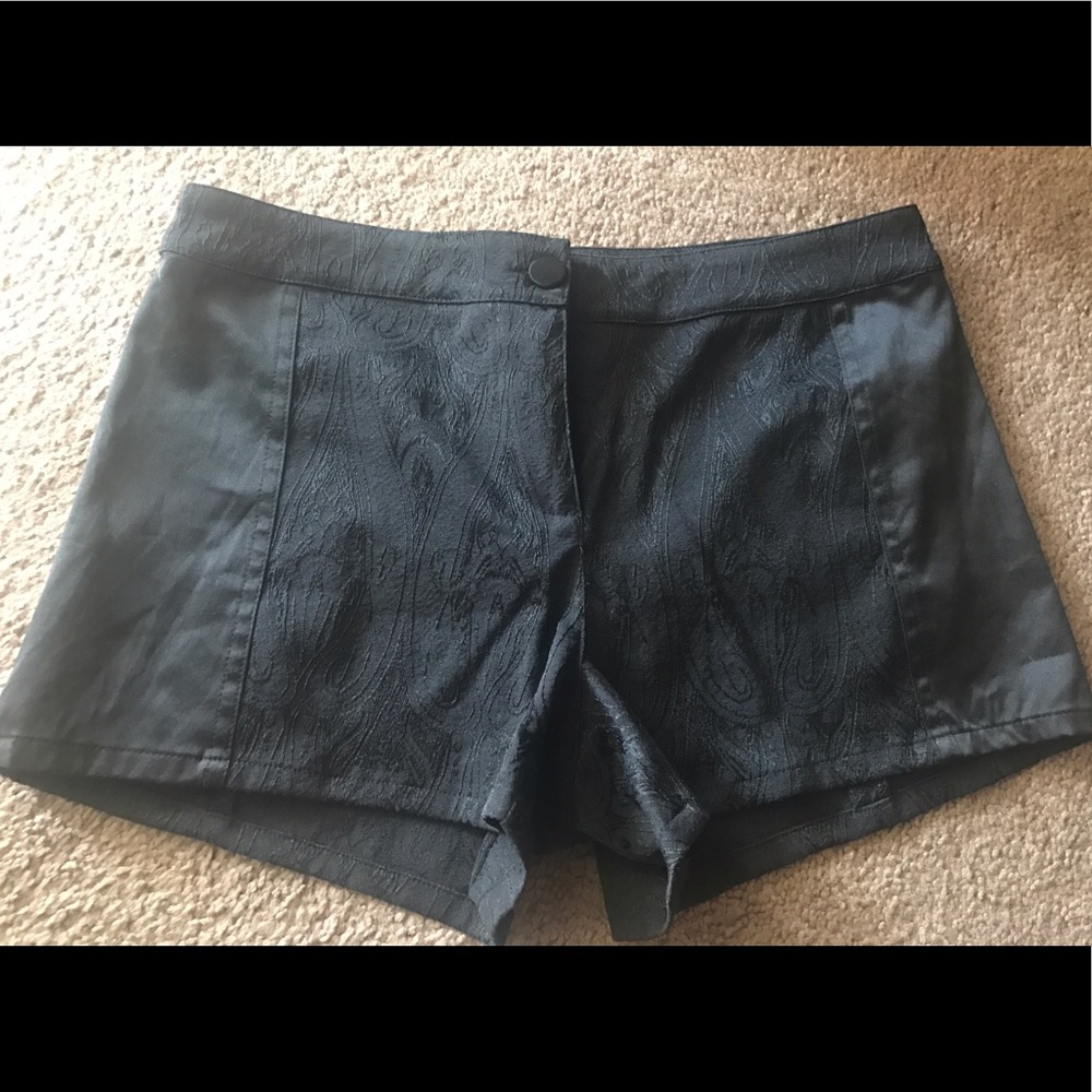 Black satin dress shorts