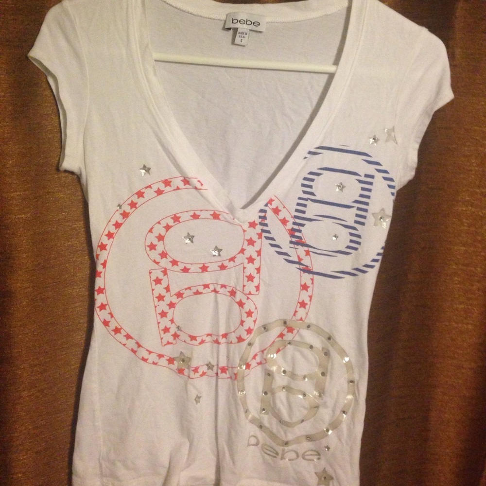 🎇 bebe red white & blue tee