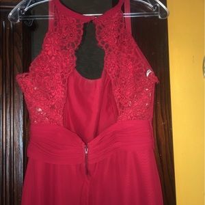 Long prom dress open lace back