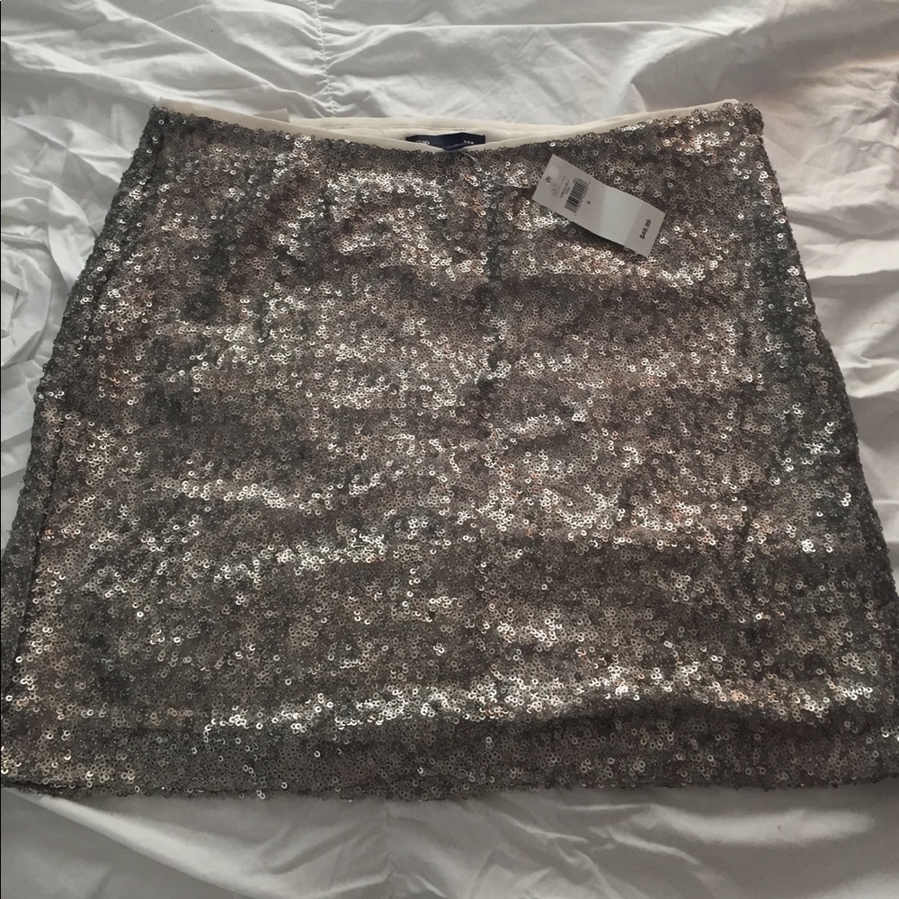 Silver sequined skirt