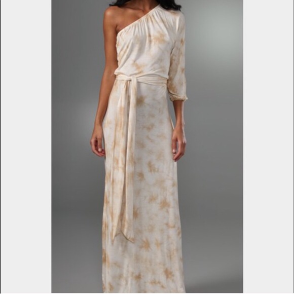 one shoulder tie waist high slit maxi dress