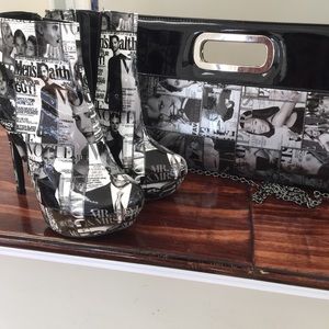 Magazine Print Shoe & Purse Bundle
