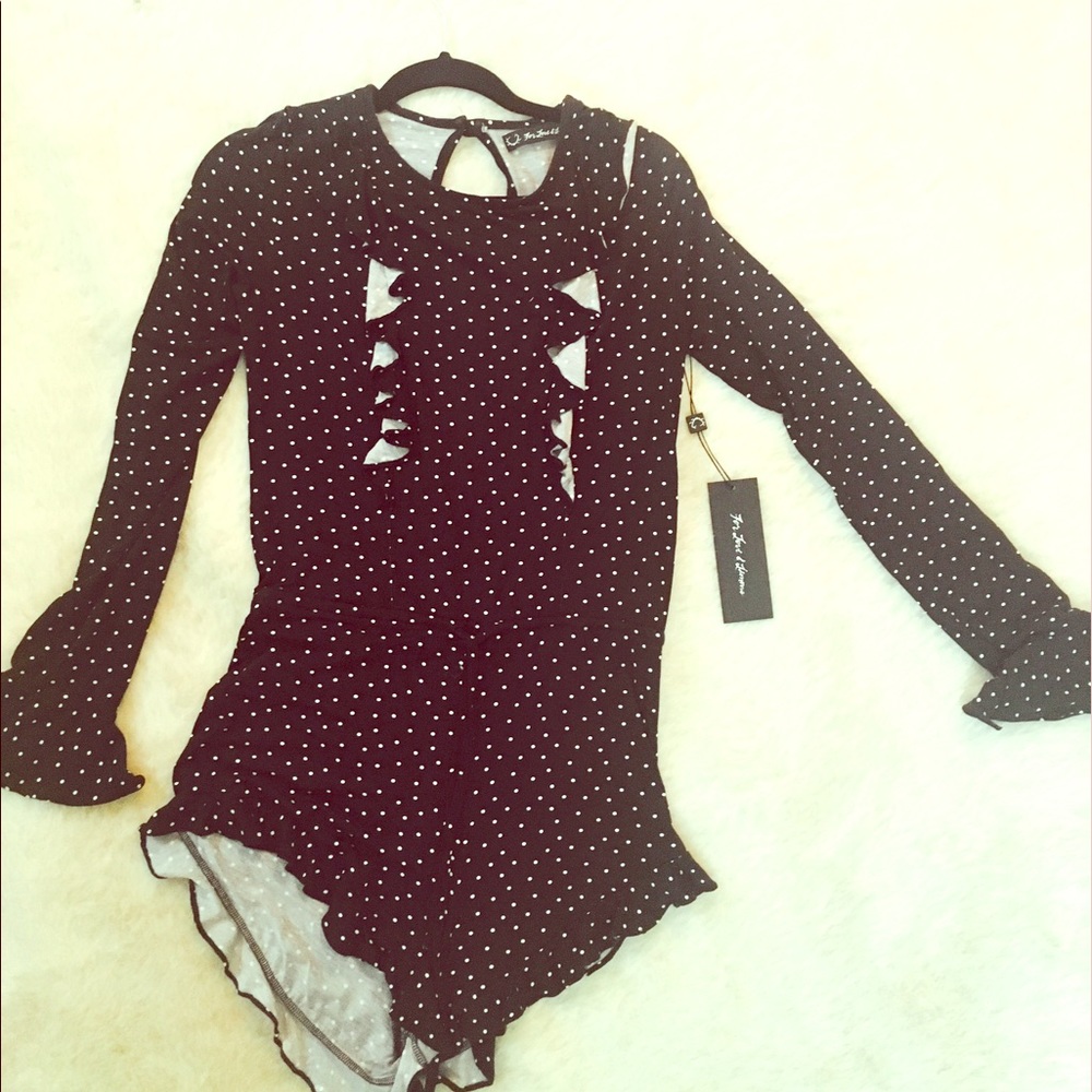 For Love & Lemons Black Romper Polka Dot