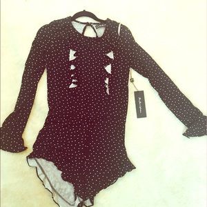 For Love & Lemons Black Romper Polka Dot