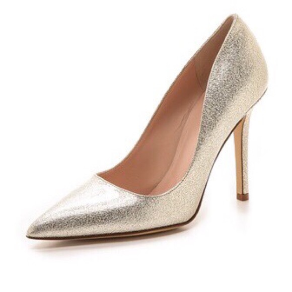 NIB Kate Spade Larisa Metallic Heels Silver Sz 6.5 - Picture 2 of 6
