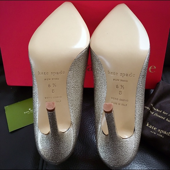 NIB Kate Spade Larisa Metallic Heels Silver Sz 6.5 - Picture 6 of 6