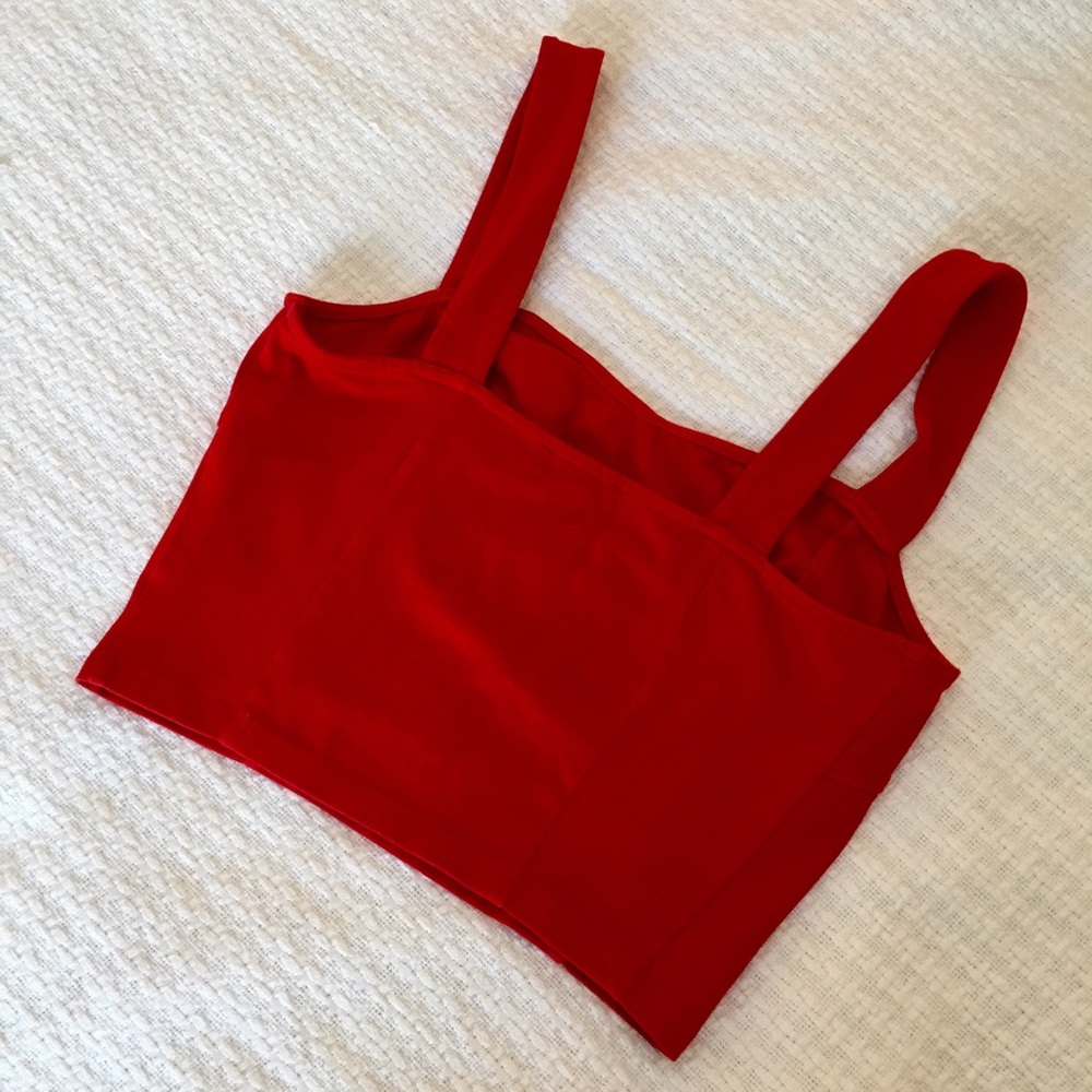Express Red Cropped Top Shirt Festival Small - Picture 2 of 3