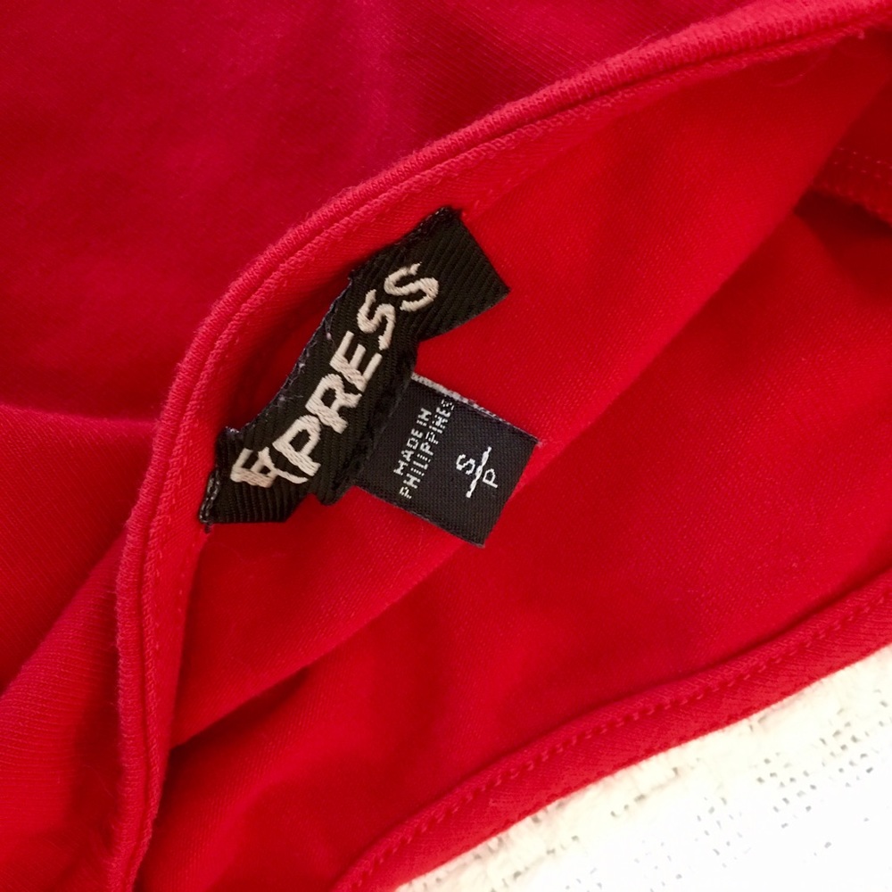 Express Red Cropped Top Shirt Festival Small - Picture 3 of 3