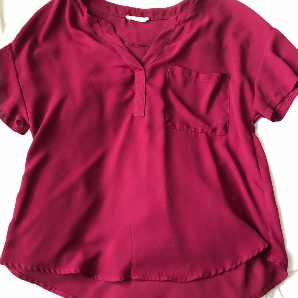 Lush Dark Fuscia Work Shirt