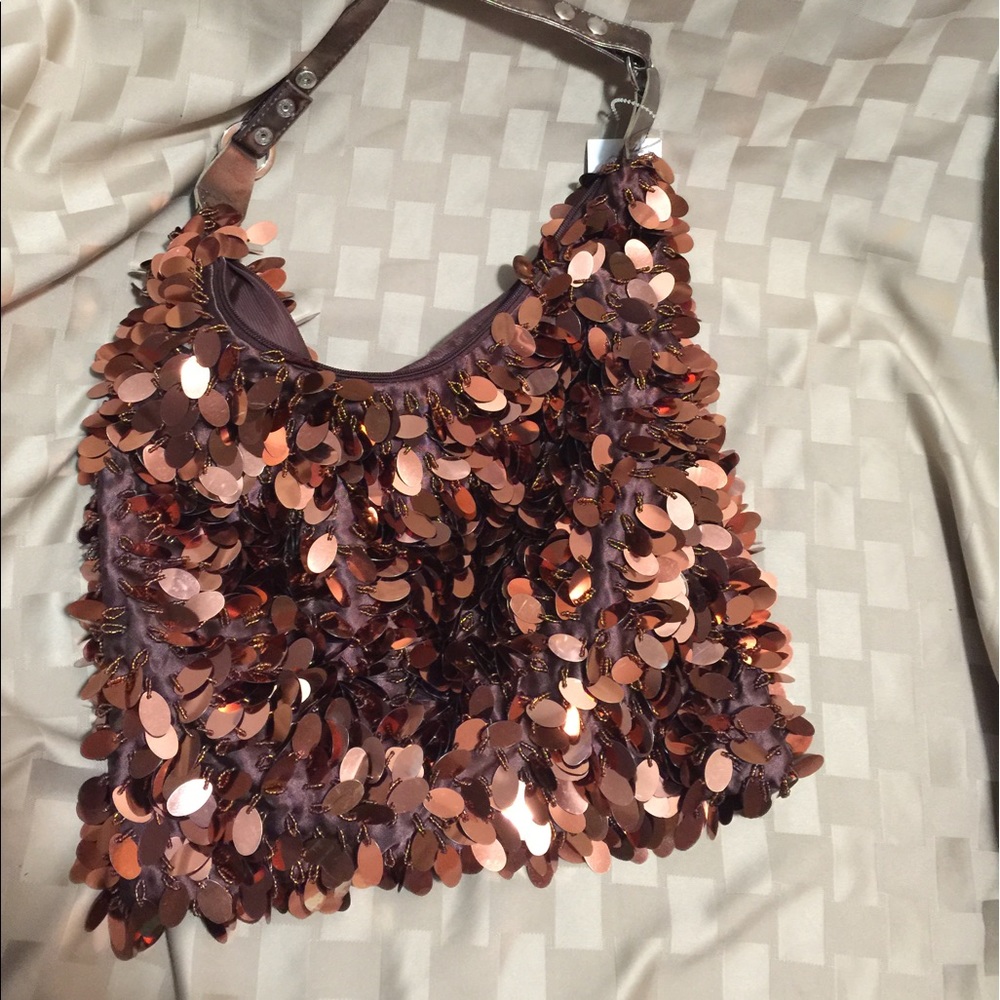 SEQUIN BAG(THE COLOR IS A RUST COLOR /BROWN )