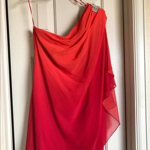 BNWT Cache Red Orange Ombré Cocktail Dress