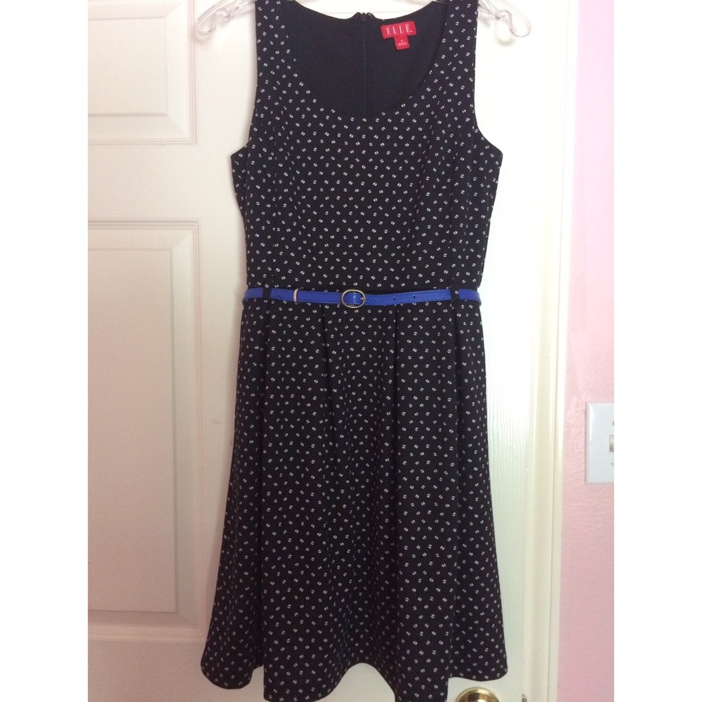 Black dress with white polka dots