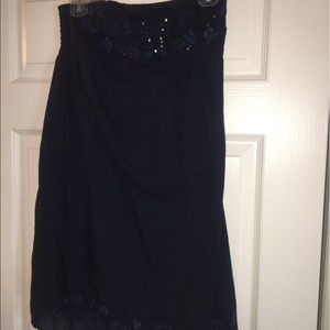 Navy blue strapless dress