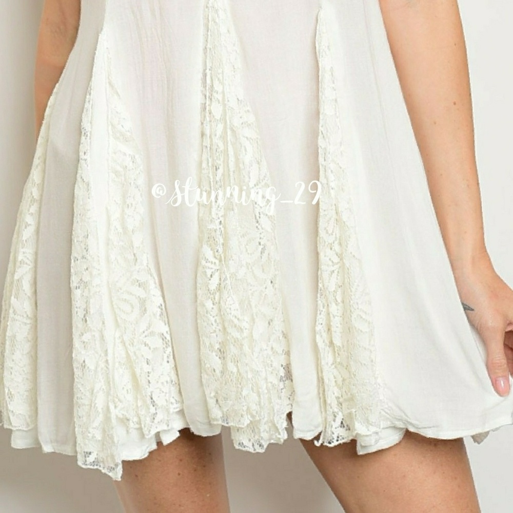 🆕SALE🎉LIGHT IVORY BABY DOLL DRESS & LACE INSERTS - Picture 3 of 6