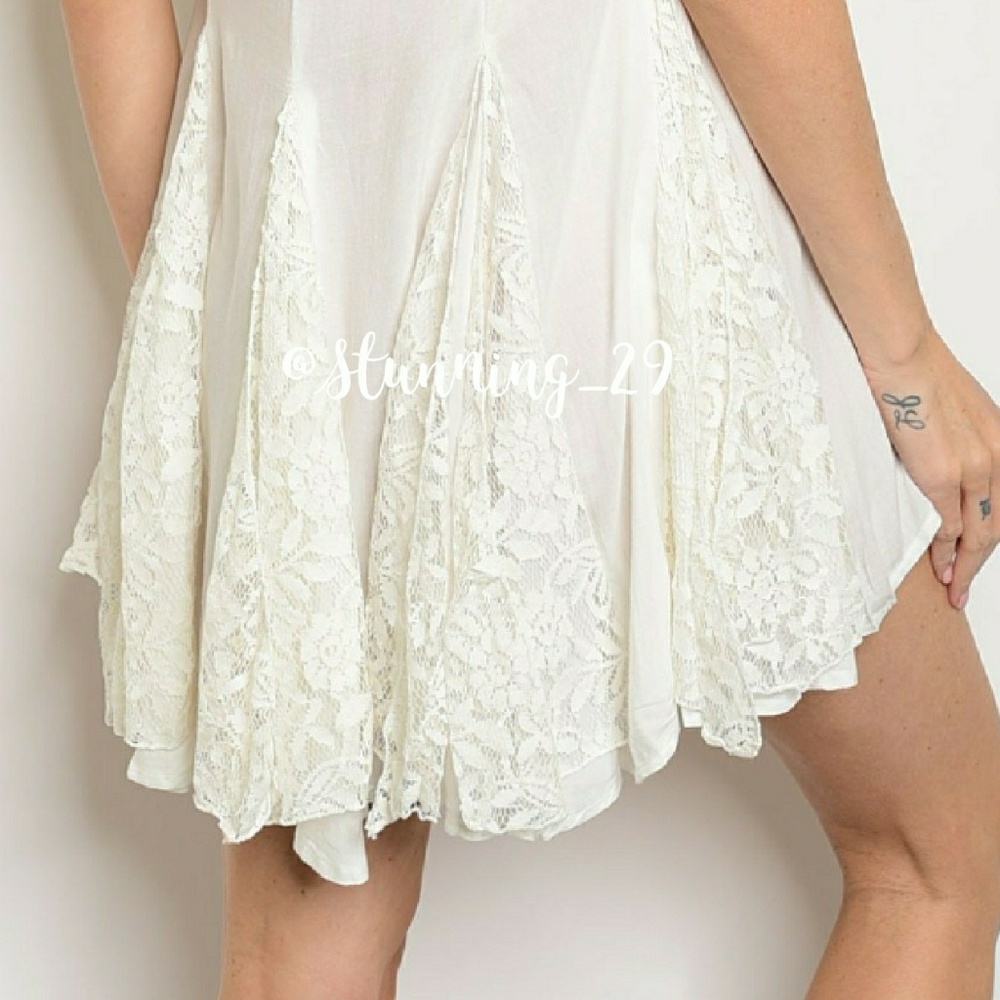 🆕SALE🎉LIGHT IVORY BABY DOLL DRESS & LACE INSERTS - Picture 5 of 6