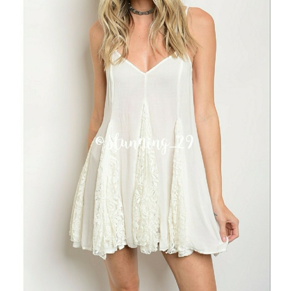 🆕SALE🎉LIGHT IVORY BABY DOLL DRESS & LACE INSERTS - Picture 2 of 6