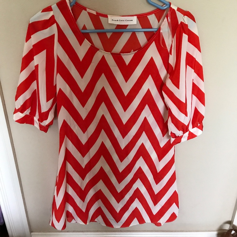 Orange and white chevron dress