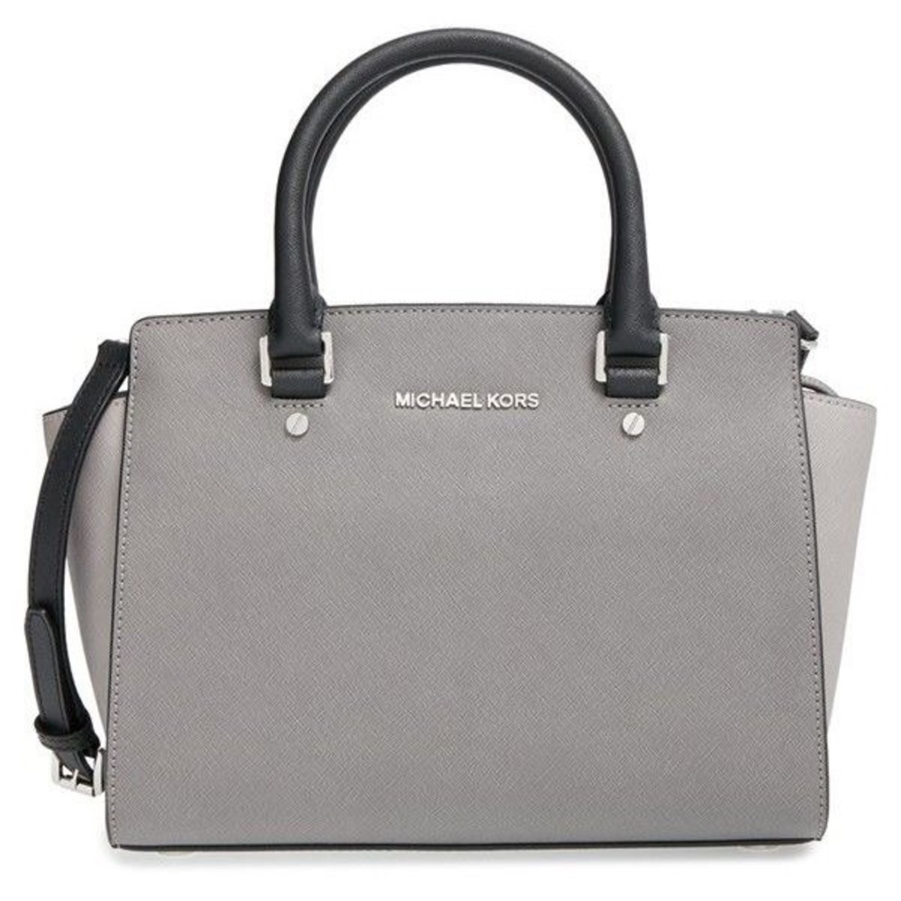 MK Selma Medium Color-Block Saffiano Leather Purse
