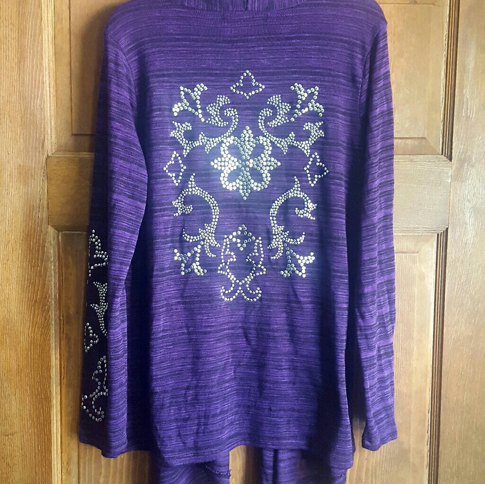 Purple Open Front Cardigan, L.