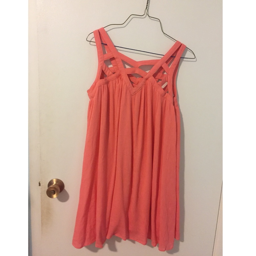 Coral Cage Shift Dress