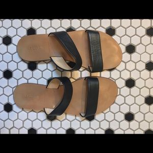 Black J Crew Two Strap Flip Flops