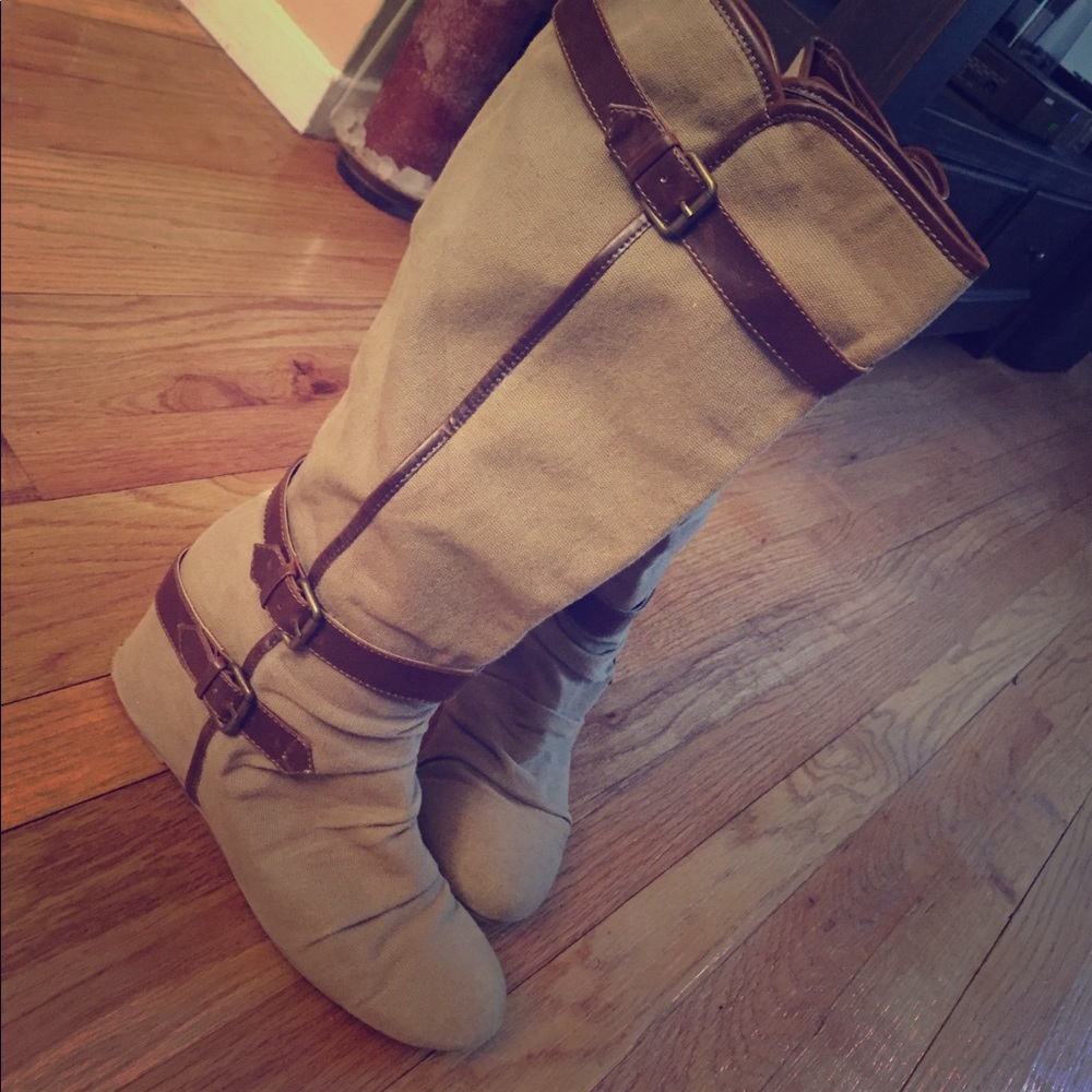 Aldo Tall Canvas Boots Size 40