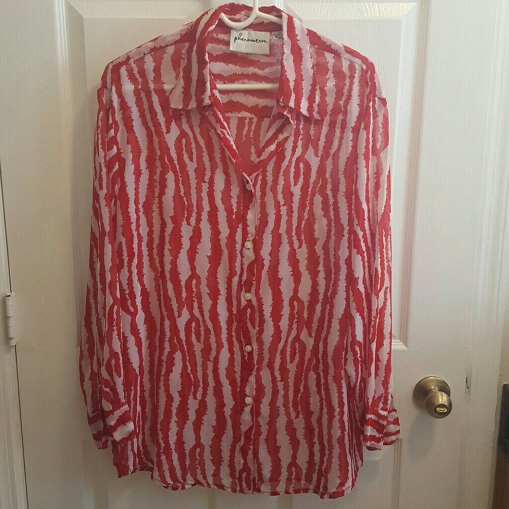 Phenomenon Red and white buttons up shirt size M.