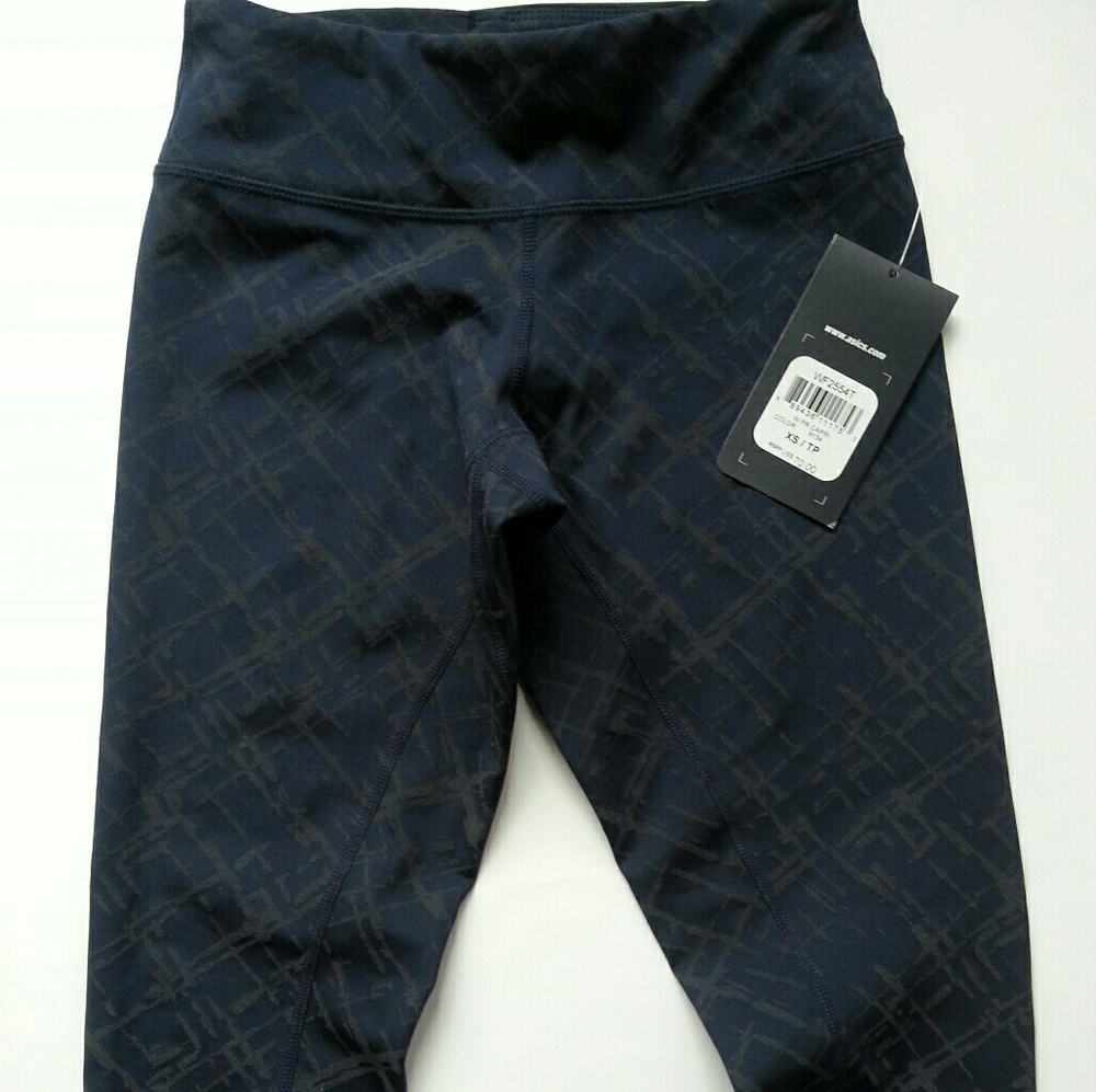 NWT asics navy blue reflective capris XS