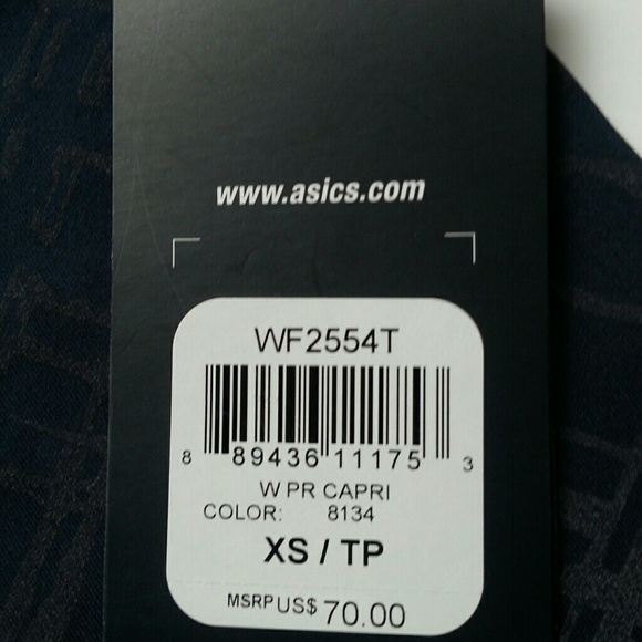 NWT asics navy blue reflective capris XS - Picture 4 of 6