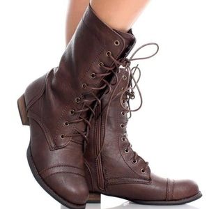 Vegan Leather Lace Up Combat Boots
