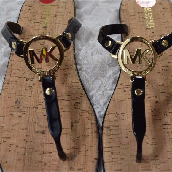 NEW Black Jelly Michael Kors Flip Flop Sandals - Picture 2 of 5