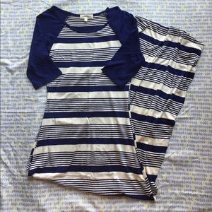 Navy & off white striped maxi dress