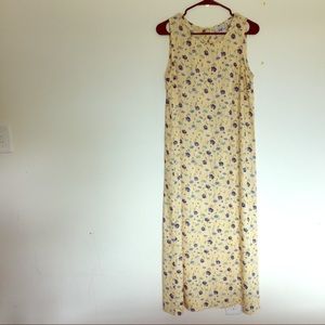 Vintage Yellow & Blue Floral Dress Size 8