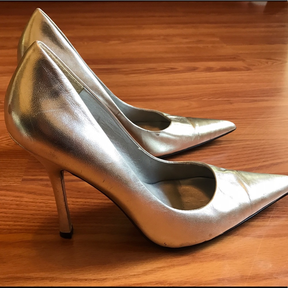 Silver Leather Bakers Heel