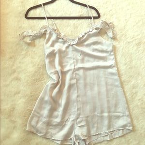 Nasty Gal- Off the shoulder ruffle silk romper