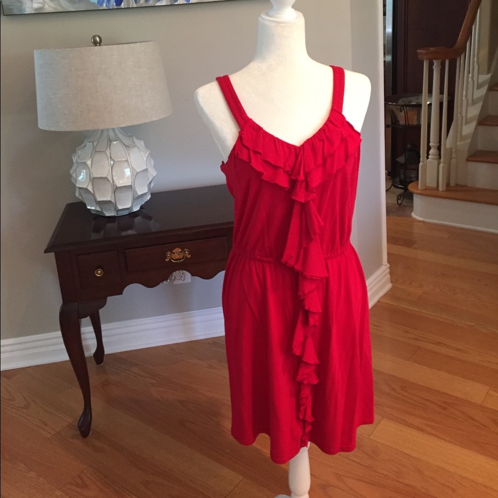Red ruffled dress