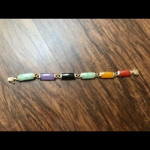 14k gold multi color jade bracelet jewelry