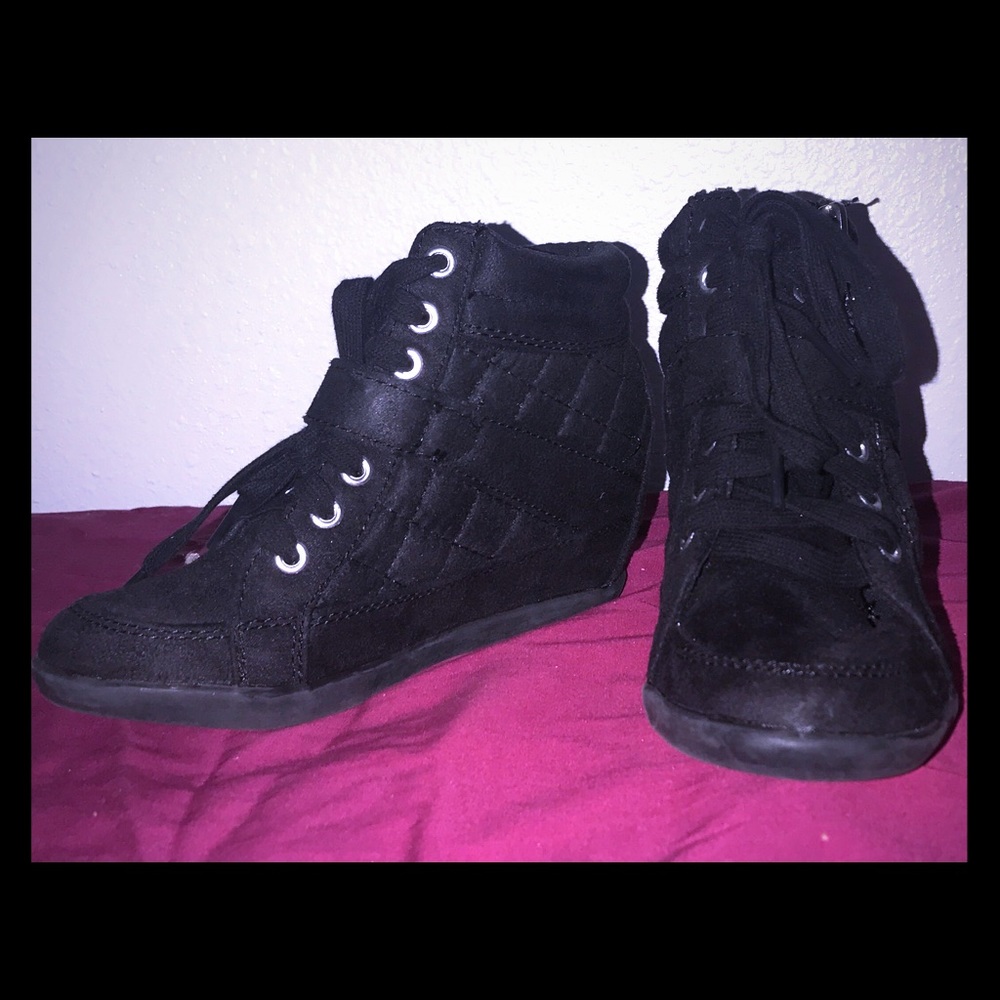 Brand New Justice Black Quilted Wedge Sneaker