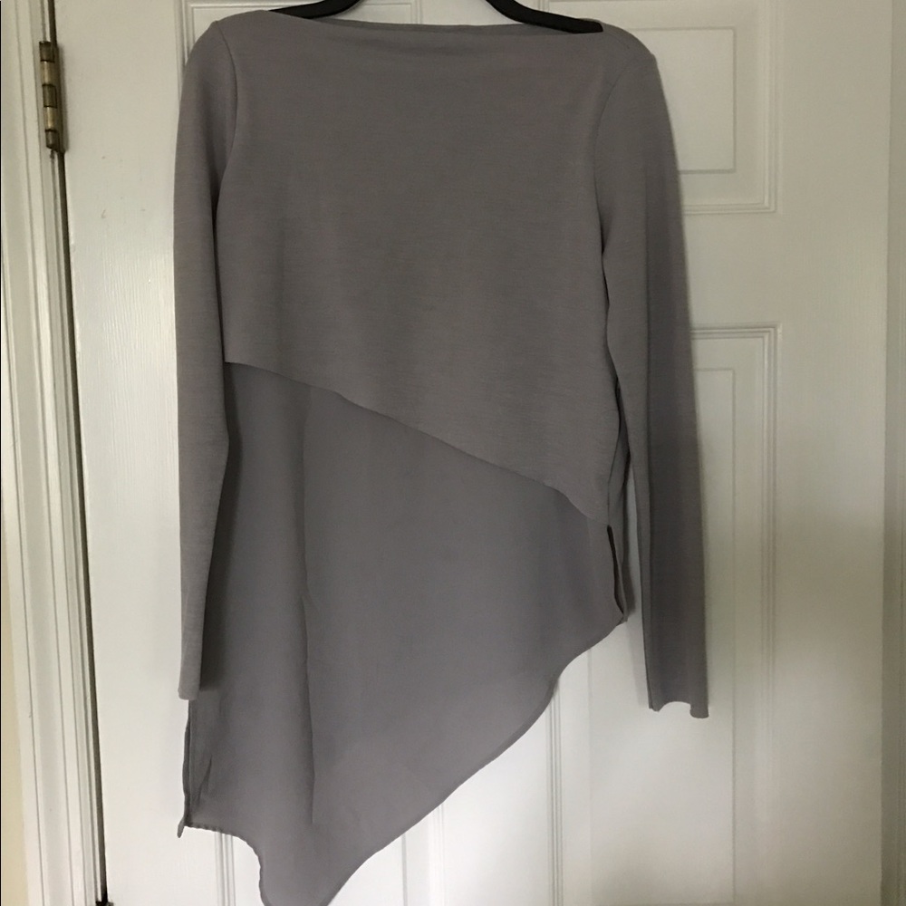 Gray Asymmetrical Formal Blouse Sweater