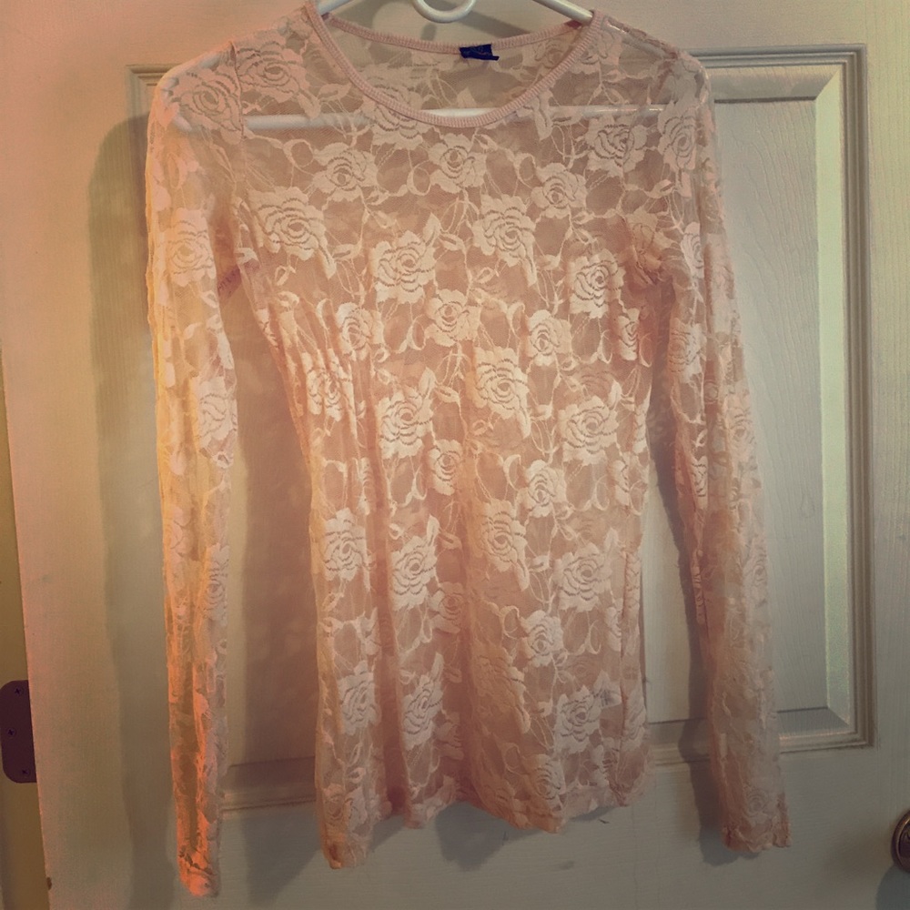 Pink sheer lace top