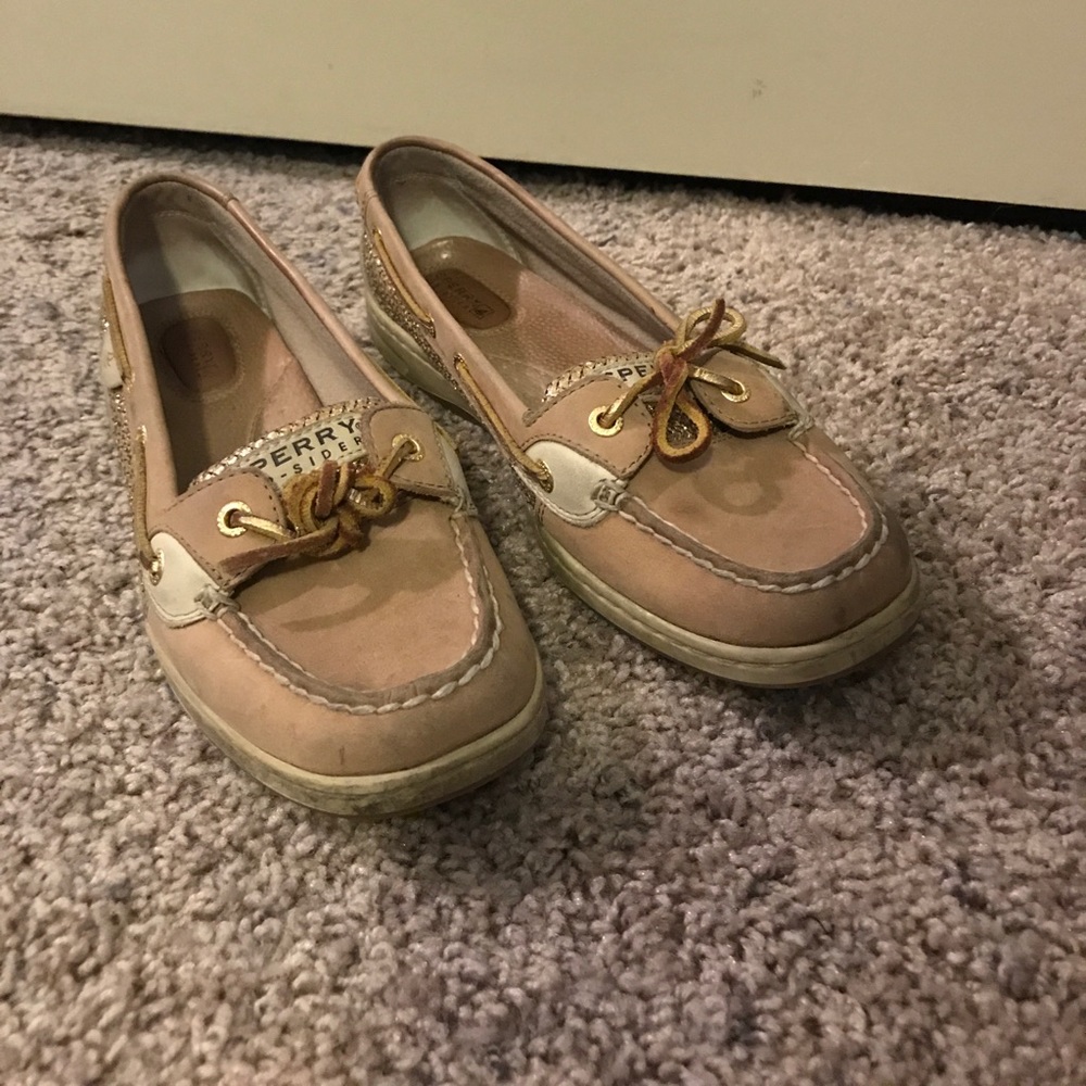 Sperrys with gold accents