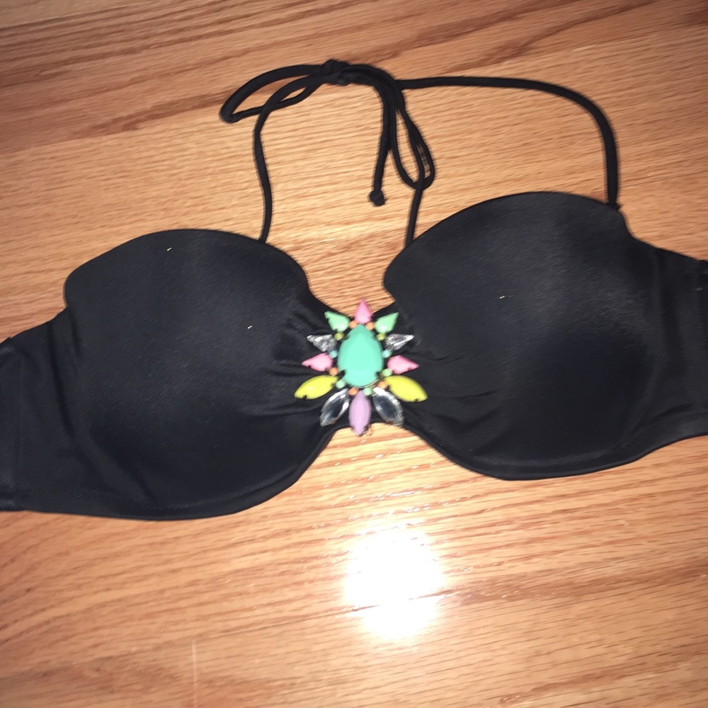VS black bandeau swim top with gem