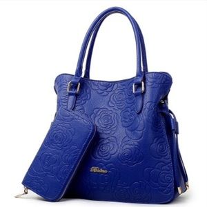 Stylish Blue Rose Handbag